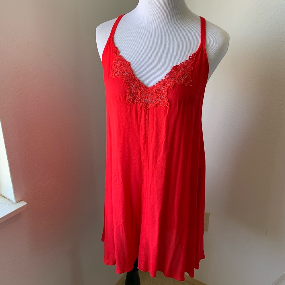 FREE PEOPLE Red Swing Dress Cross Back XS